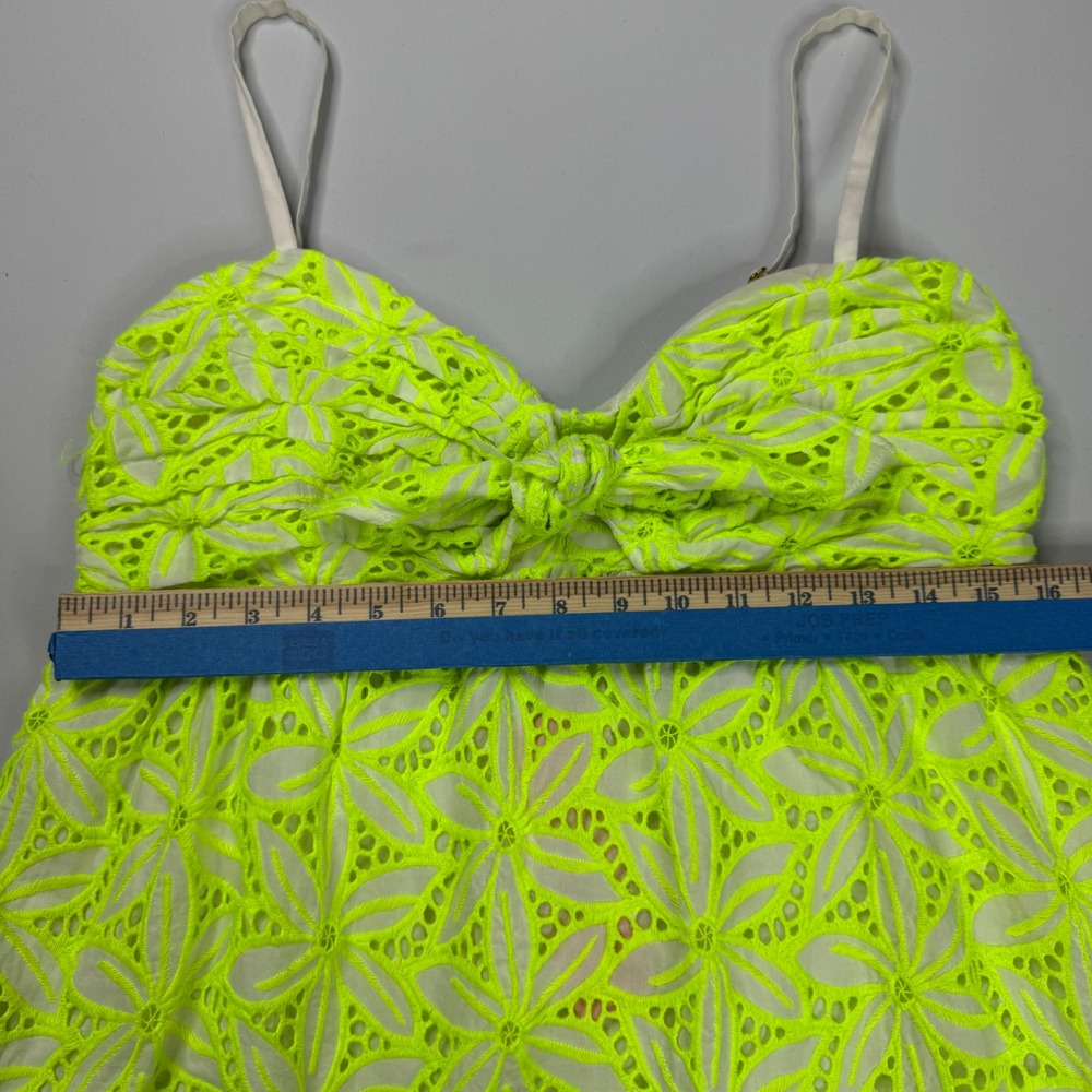 Lilly Pulitzer Briana Dress Womens 6 Pepino Green Mambo Eyelet Neon Mini NWT - Picture 10 of 11
